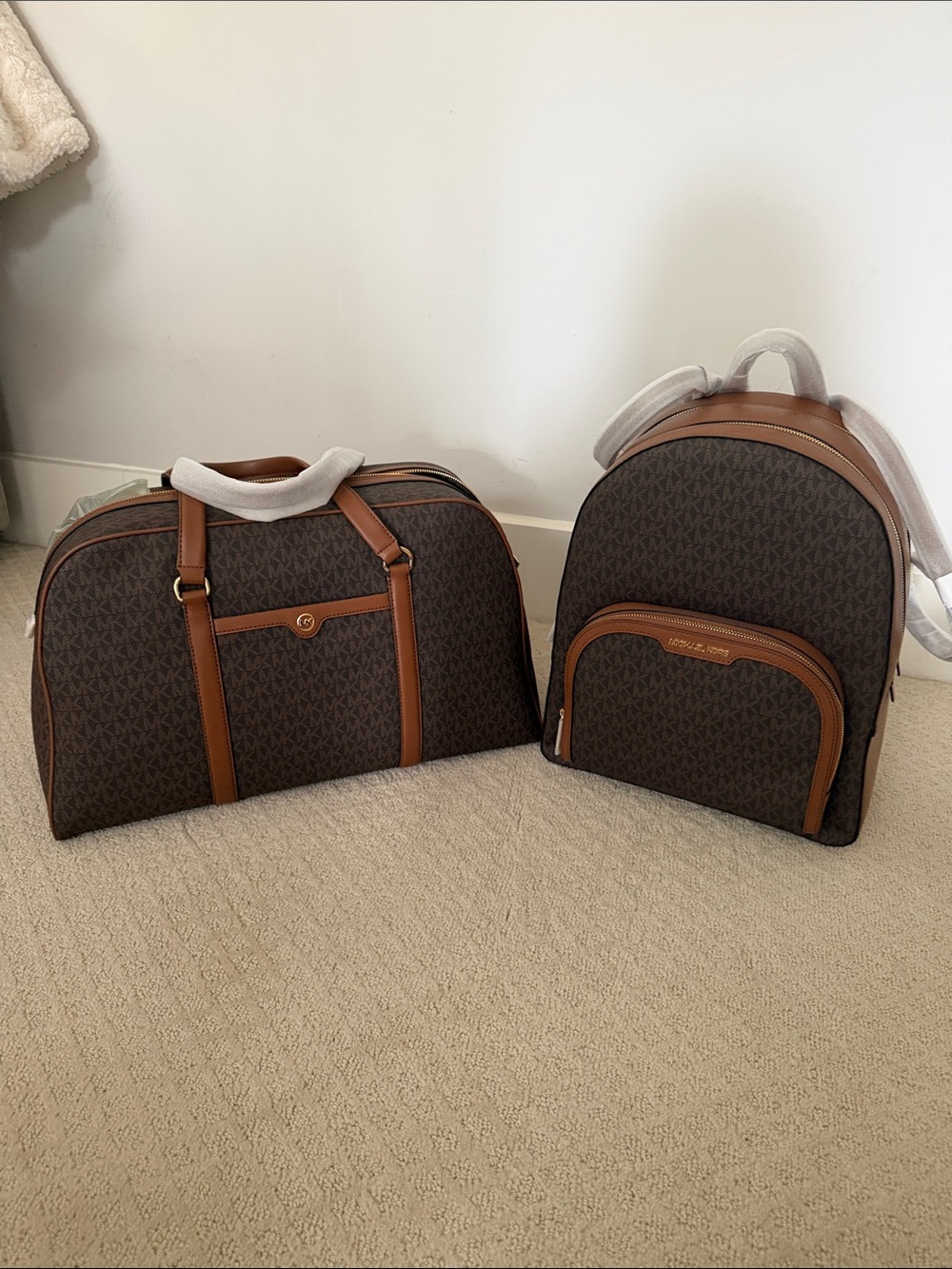 Brown Monogram Travel Duffel and Backpack Set - Brown